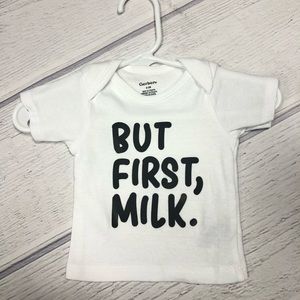 Brand new gerber baby shirt but first milk